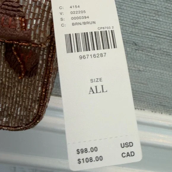 NWT new Anthropologie Fiona beaded sea shell seashell Tan Shoulder Bag purse - Picture 5 of 17